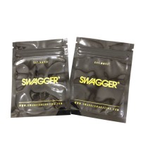 Gold stamp custom made plastic bags foil line black matte smell proof bag 7g  1 pound  half ounce