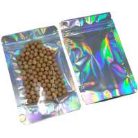 Resealable Holographic Iridescent Mylar Stand Up Zipper Bags Smell Proof Bags with Clear Front for Candy Packaging